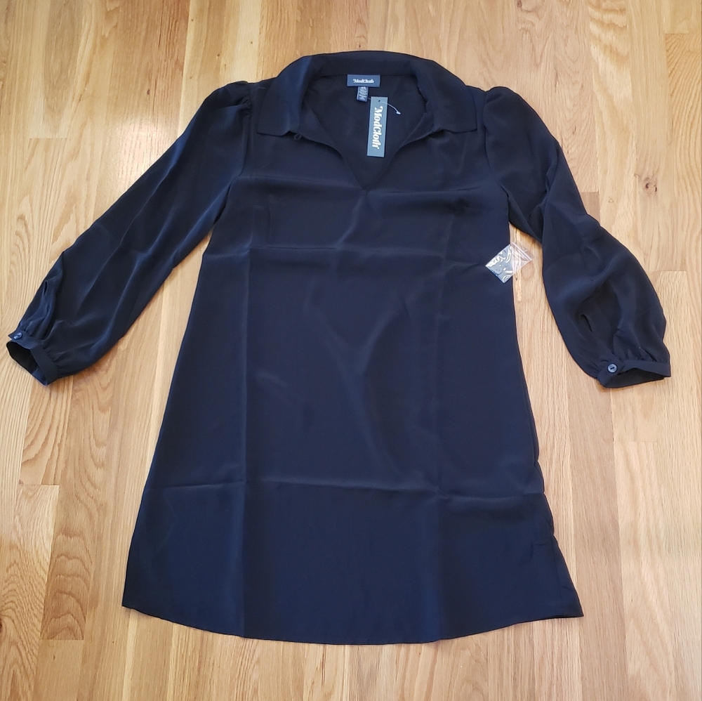 Modcloth A-line black shift dress with collar